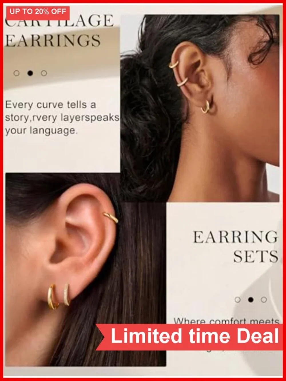 14K Gold Plated Hypoallergenic Hoop Earrings for Women - Cubic Zirconia Set
